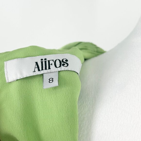 Aiifos Philipa Pleated Long Sleeve Cut Out Gown in Jade Green - Picture 8 of 13